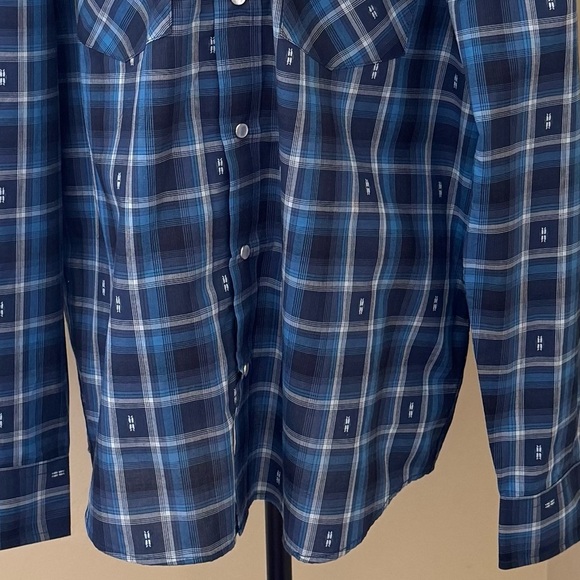 Pendleton Frontier Long-Sleeve Plaid Snap Front Shirt, Blue & Black, Size L, NWT - Picture 7 of 11